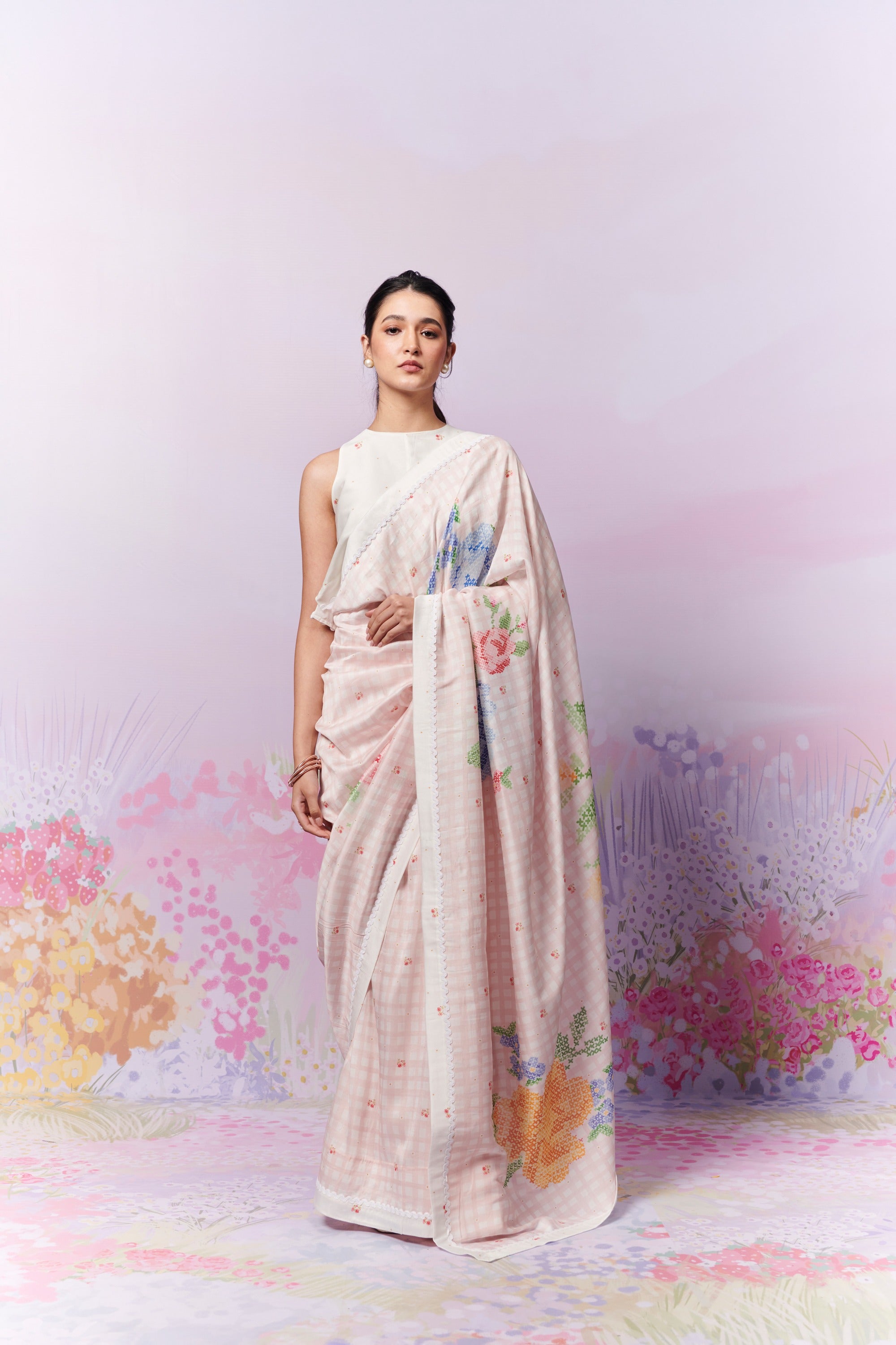 Blush Blossom Saree